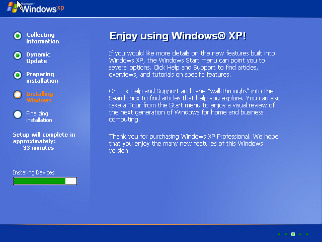 Windows XP Setup/Installation Screen (2001)